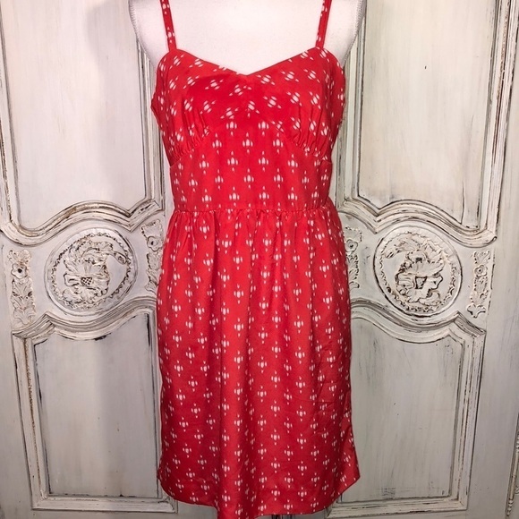 J. Crew Spaghetti Strap Shirtwaist Red and White Summer Dress - Picture 1 of 12